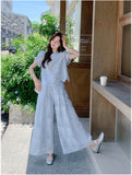 Acme 2-Piece Blue Jacquard Cheongsam Top