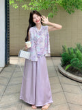 Honoria 2-Piece Purple Casual Cheongsam Set