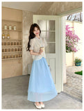 Gardenia 2-Piece Jacquard Short-Sleeve Cheongsam Set