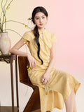 Eva Yellow Jacquard Cheongsam Dress