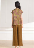Emma 2-Piece Green Brown Pattern Cheongsam Set
