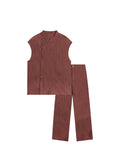 Odette 2-Piece Rose Brown Red Cheongsam Set