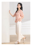 Betelgeuse 2-Piece Green Pink Wide-Leg Cheongsam Set