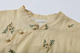 Arabella Light Yellow Embroidered Cheongsam Dress