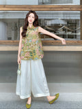 Kalina 2-Piece Embroidered Top and Pants Set Cheongsam