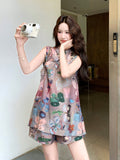 Amara 2-Piece Print Sleeveless Cheongsam Set