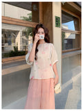 Organza 2-Piece Embroidered Top and Pants Cheongsam