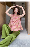 Nerida 2-Piece Printed Vest Cheongsam Set