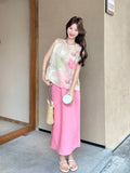 Genevieve 2-Piece Pink Print Cheongsam Set