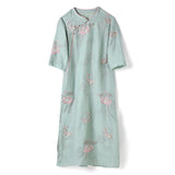 Bryony Luxe Lotus Koi Embroidered Cheongsam Qipao Dress