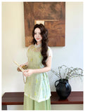Marcelline 2-Piece Embroidered Cheongsam Top Set