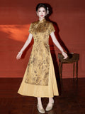 Vesper Plangent Modern Golden Yellow Cheongsam Qipao Dress