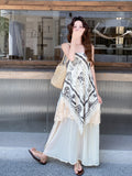 Wilhelmine Off-White Lace Tassel Cheongsam Dress