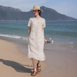 Ava Elevated Embroidered Frog Buttons Elegant Cheongsam Qipao Dress