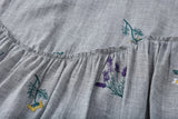 Aster Gray Textured Embroidery Cheongsam Dress