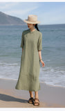 Gwendolyn Pristine Nostalgic Lace Dress Linen Silk Cheongsam Qipao