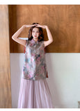 Snowdrop 2-Piece Black Frog Button Cheongsam Set