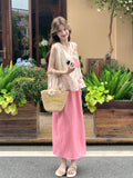 Genevieve 2-Piece Pink Print Cheongsam Set