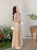 Delphine 2-Piece Floral Print Vest Wide-Leg Pants Cheongsam