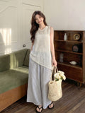 Pyrite 2-Piece Lace Top and Striped Pants Cheongsam