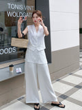 Imogen Grand Lace Patchwork Cheongsam Vest Wide Leg Pants Qipao Set