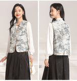 Calliope Gray Black Jacquard Cheongsam Top