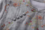 Sky Woven Gray Embroidered Cheongsam Dress