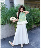Sodalite 2-Piece Satin Frog Button Cheongsam Set