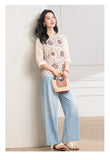 Dara 2-Piece Pink Pattern Cheongsam Top