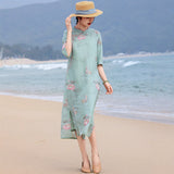 Bryony Luxe Lotus Koi Embroidered Cheongsam Qipao Dress