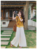 Crystal 2-Piece Printed Mandarin Collar Cheongsam Set