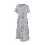 Aster Gray Textured Embroidery Cheongsam Dress