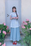 Pansy Light Blue Embroidered Cheongsam Dress