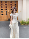 Vivienne 2-Piece Embroidered Frog-Buttons Cheongsam Set
