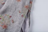 Sky Woven Gray Embroidered Cheongsam Dress