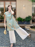 Queen 2-Piece Floral Print Cheongsam Top