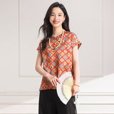 Atelier Red Yellow Jacquard Cheongsam Top