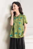 Glimmer Green Blue Pattern Cheongsam Top