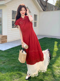 Larkspur Darling Red Modified Cheongsam Dress Tassel Spliced Qipao