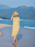 Arabella Light Yellow Embroidered Cheongsam Dress