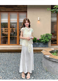 Imogen 2-Piece Embroidered Top Skirt Cheongsam