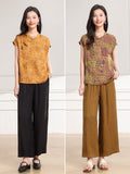 Emma 2-Piece Green Brown Pattern Cheongsam Set