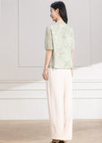 Betelgeuse 2-Piece Green Pink Wide-Leg Cheongsam Set