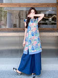 Yvonne 2-Piece Floral Sleeveless Cheongsam Set