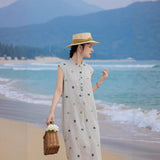 Chrysanthemum Rain Dew Cashew Embroidered Cheongsam Dress