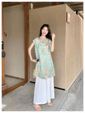 Queen 2-Piece Floral Print Cheongsam Top