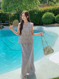 Lillian 2-Piece Lilac Embroidered Satin Cheongsam