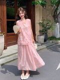 Clarity 2-Piece Pink Embroidered Cheongsam Set