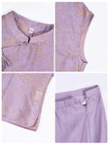 Allegro 2-Piece Light Purple Mist Cheongsam Set