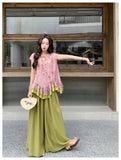 Cassiopeia 2-Piece Pink Jacquard Cheongsam Set